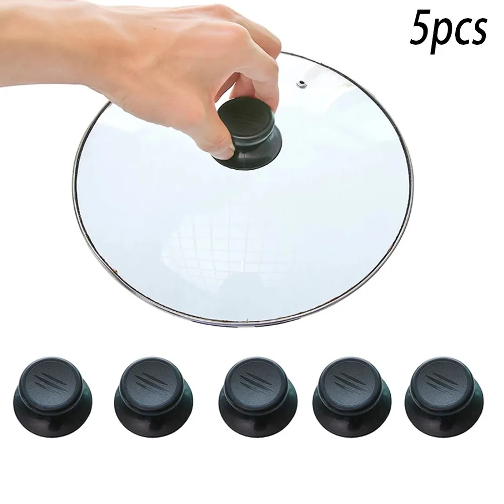

5Pcs Kitchen Cooking Pot Pan Lids Glass Lib Cover Knob Cap Black Knob Lifting Handle Saucepan Lid Replace Kitchen Cooking Tools