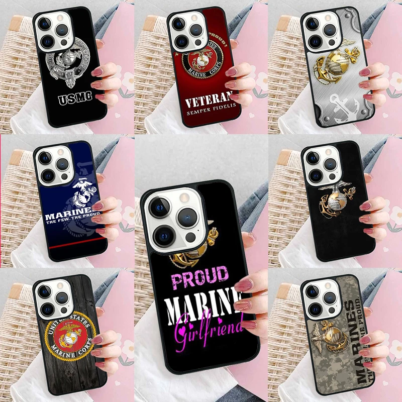Чехол для телефона USMC Marine корпус iPhone 16 Promax 15 Pro 13 14 Plus 11 12 Mini XR XS MAX Coque
