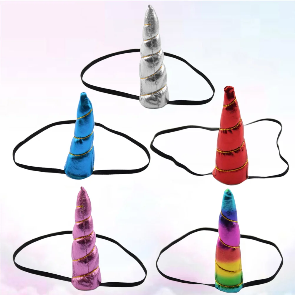 

5Pcs Children Horn Headband Elastic Headwear Party Hair Accessories ( Mixed Color )