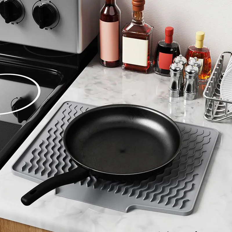 Сушилка для посуды Силиконовый коврик Нескользящий Кухонный сушки Коврики стола