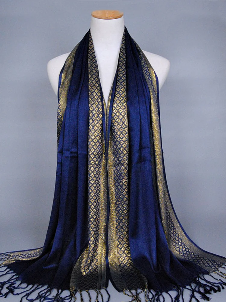 

ijab Femme Musulman Luxury Sparkly old Brit Silk Scarf Women Print Scarves Wraps Men Stoles Bandanas Bufanda Unisex ombres