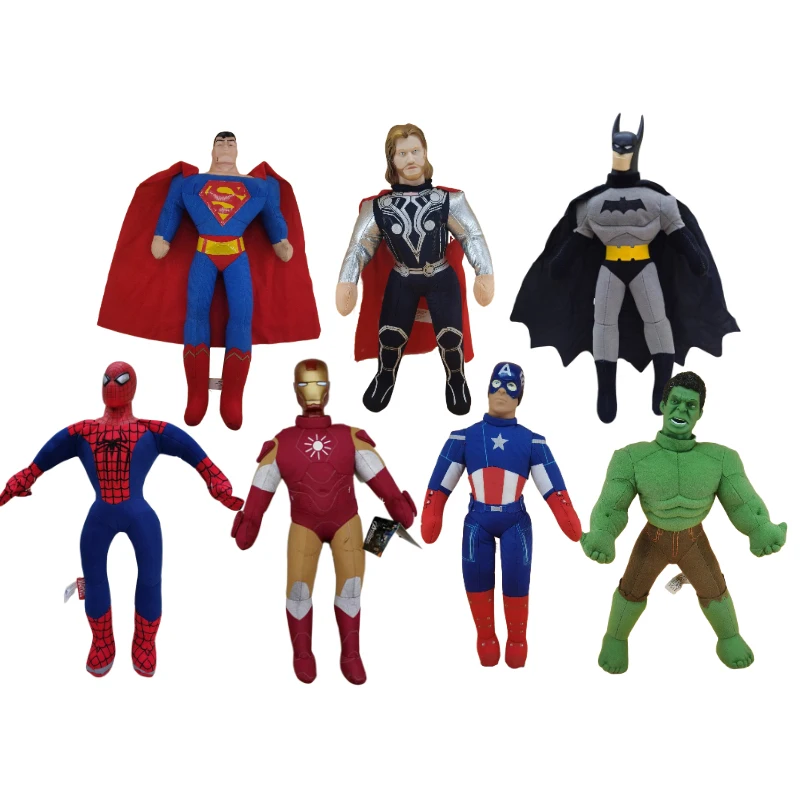 

27cm Disney Marvel The Avengers Captain America Batman Spiderman Iron Man Superman Plastic Head Plush Doll Toy Birthday Kid Gift