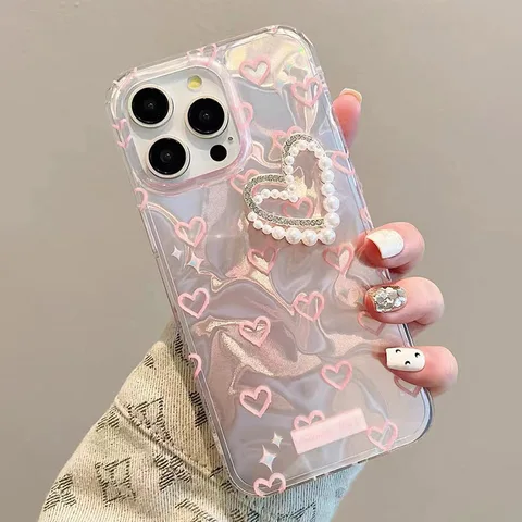 Чехол Love Heart Pearl 3D для Realme 14 Pro Plus 14T 12 13 11 C31 C33 C21 C20 C11 C67 4G 5G 8 7 Pro C2, чехлы для телефонов