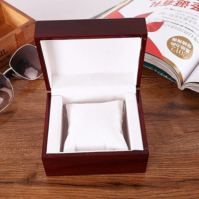 Exquisite high-end watch box gift box red wood flip watch box enlarge
