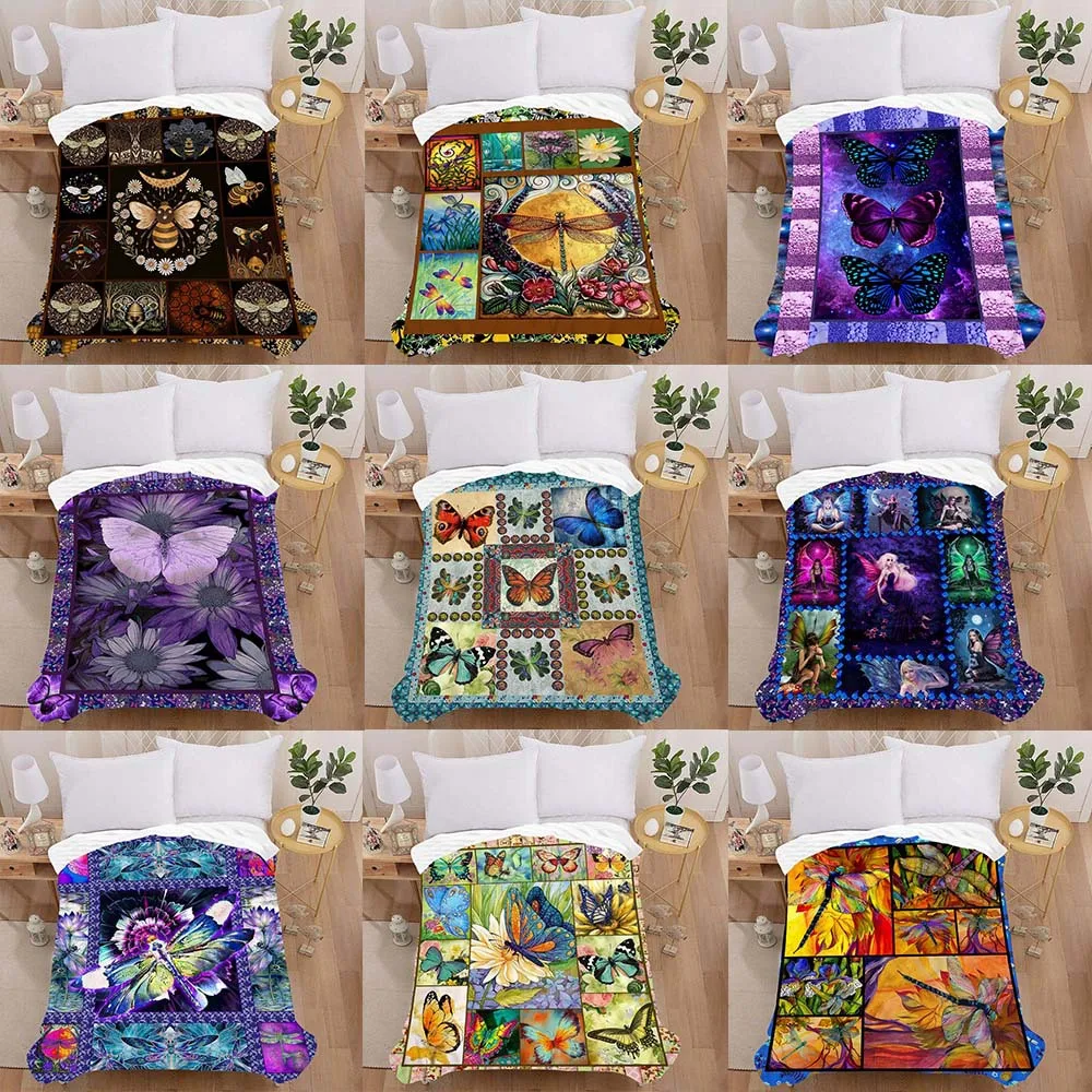 

Superior QualityBlanket Flannel Arctic Fleece Double Blanket Thicken Shu Cotton Fleece Blanket Butterfly Printing