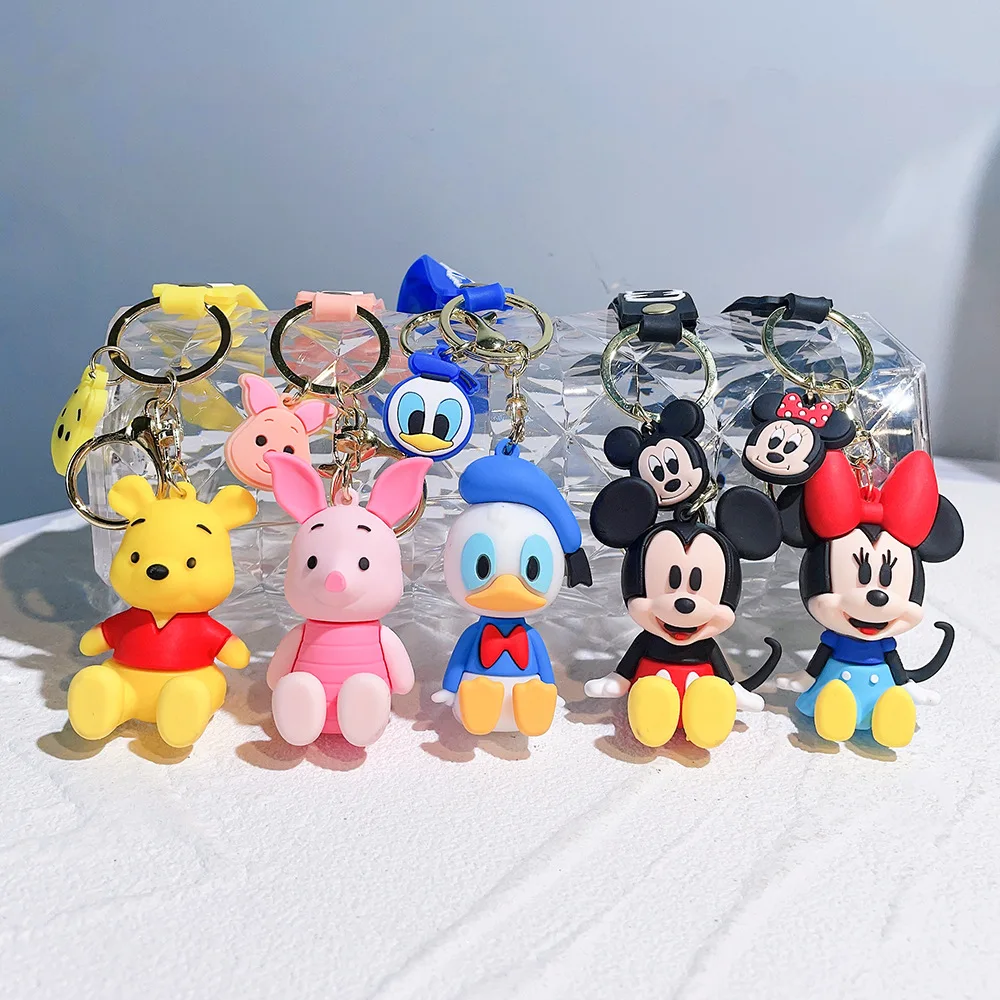 

Cartoon mickey mouse Disney Keychain Dolls Figures donald duck Kawaii Pendant Cute Girl Keyring Car Bag Mobile Phone Accessories
