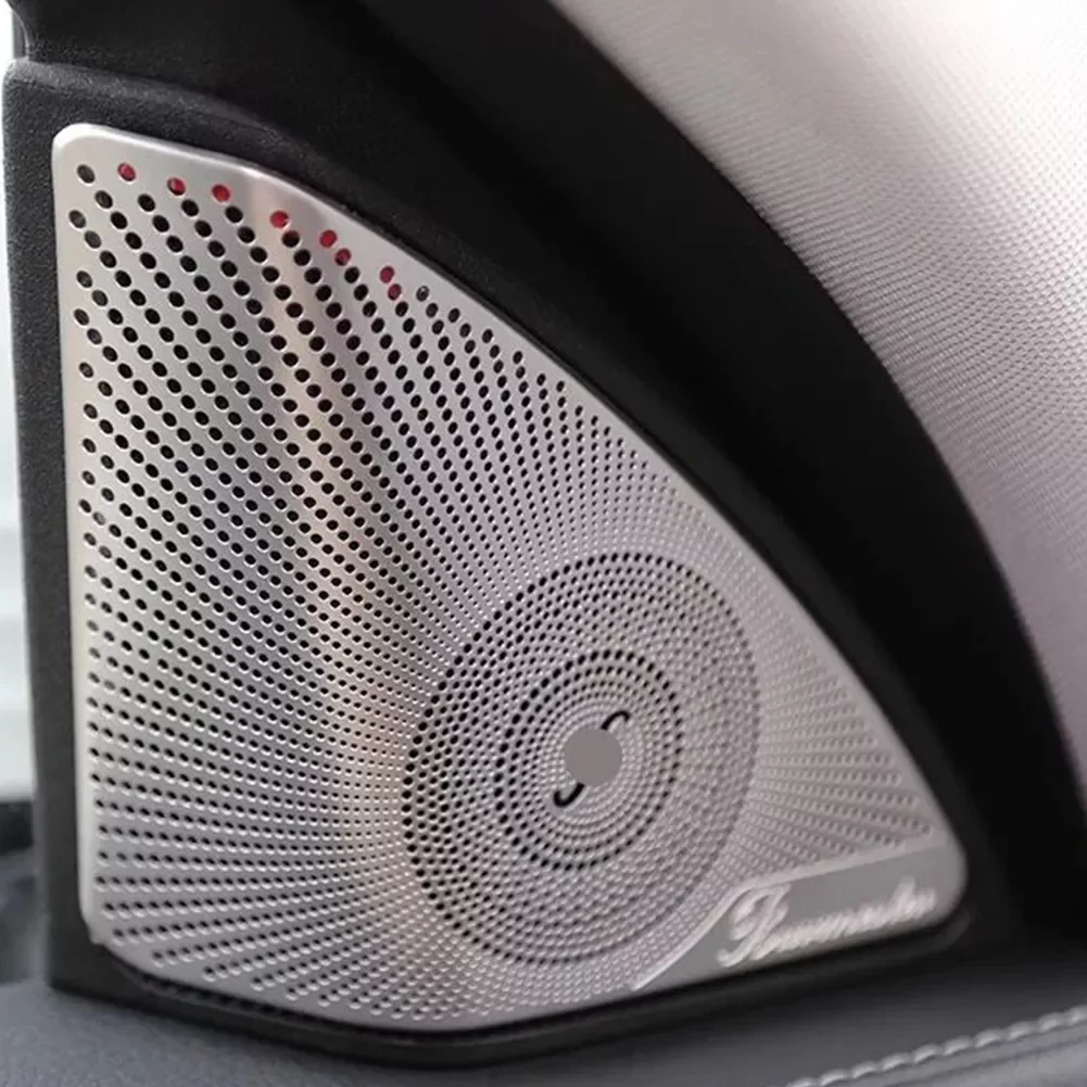 

Interior Door Decorative Trim Audio Speaker Cover 3D Sticker Stainless Steel Auto Fashion For C Class W205 2015-2017