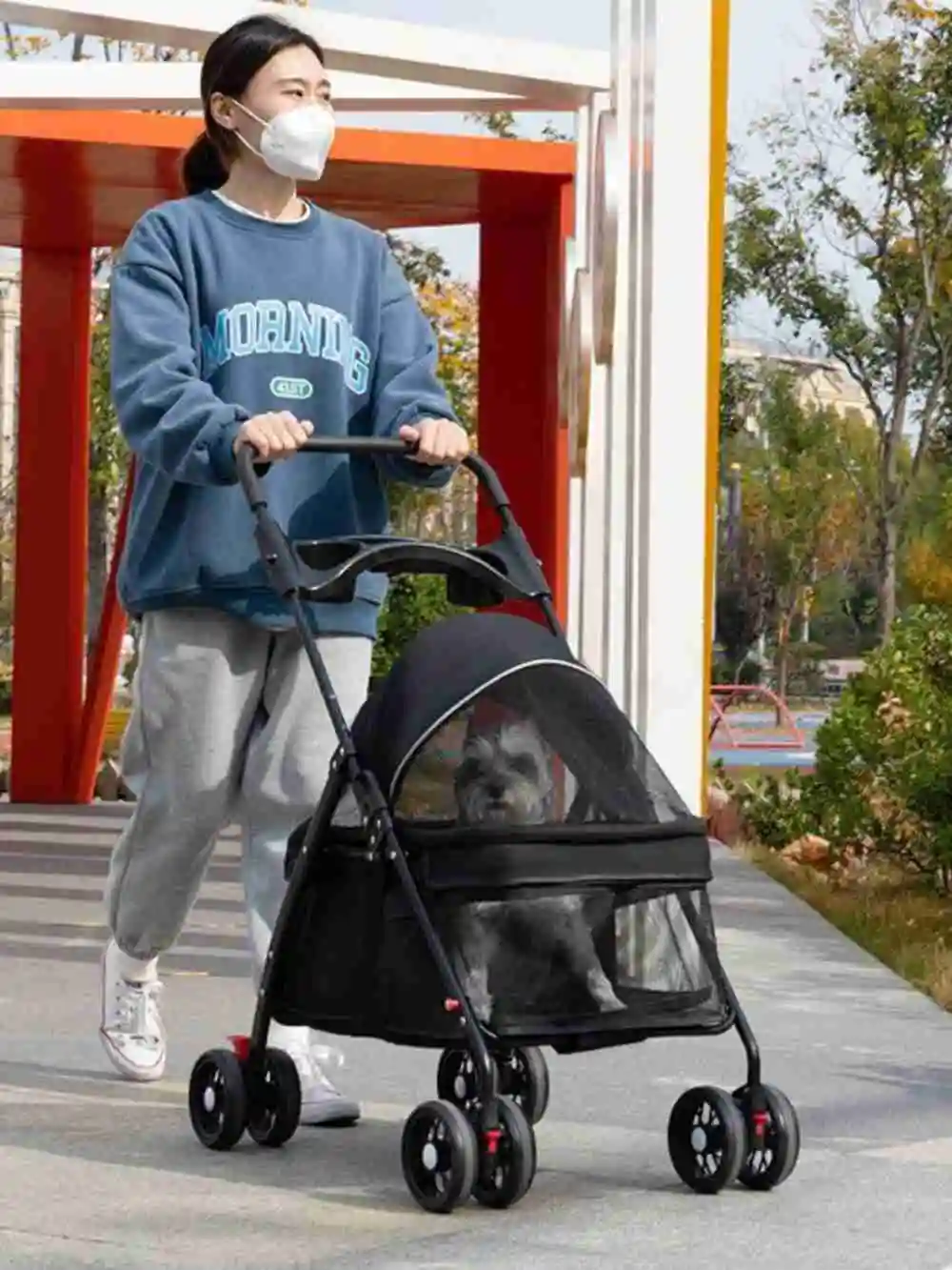 Прогулочная коляска для домашних животных 4 колеса складная легкая дышащая