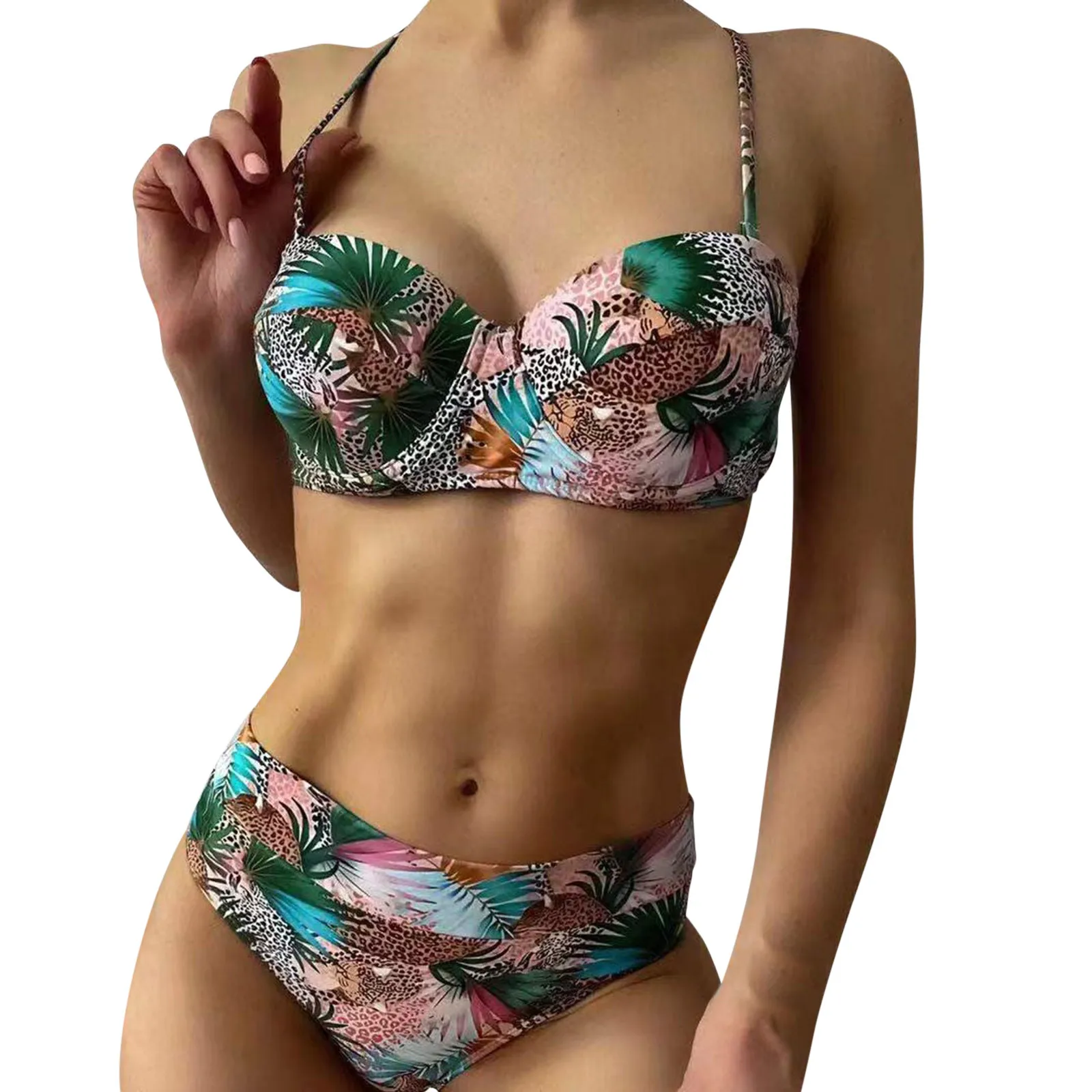 

Ladies Swimsuit Flower Print Two-Piece Split Sexy Bathing Suit Swimwear with Swim Shorts Beachwear Juniors Swimsuits Bottoms