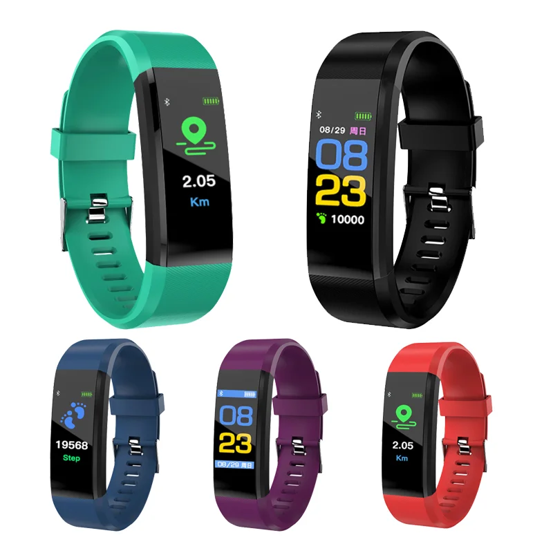 

115 Plus Smart Watch Heart Rate Monitor Smart Wristband Fitness Tracker Bracelet IP65 Waterproof Wristwatch Men Women