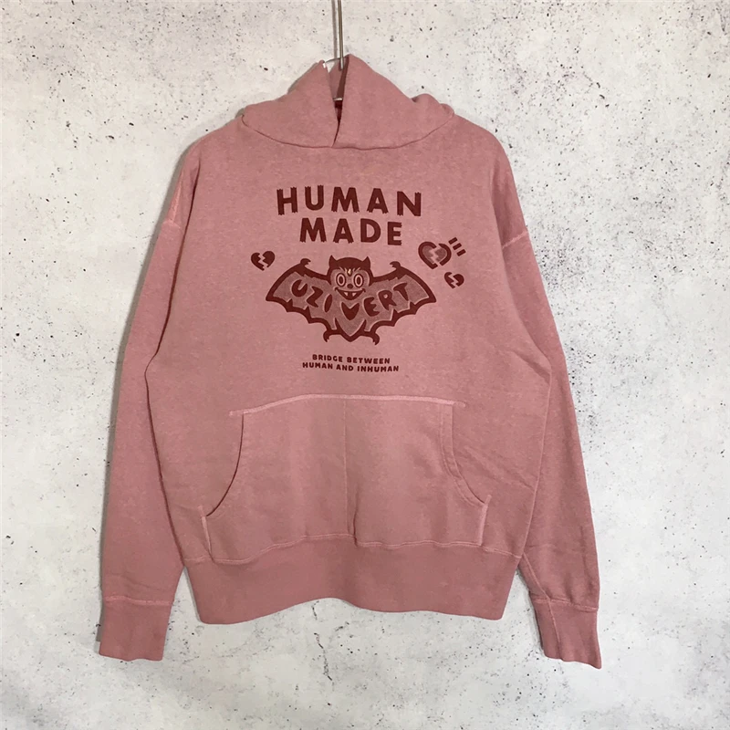 Pink Human Made Hoodies Men Women 1:1 Best Quality Bat Pattern Human Made Pullover Oversized Sweatshirts