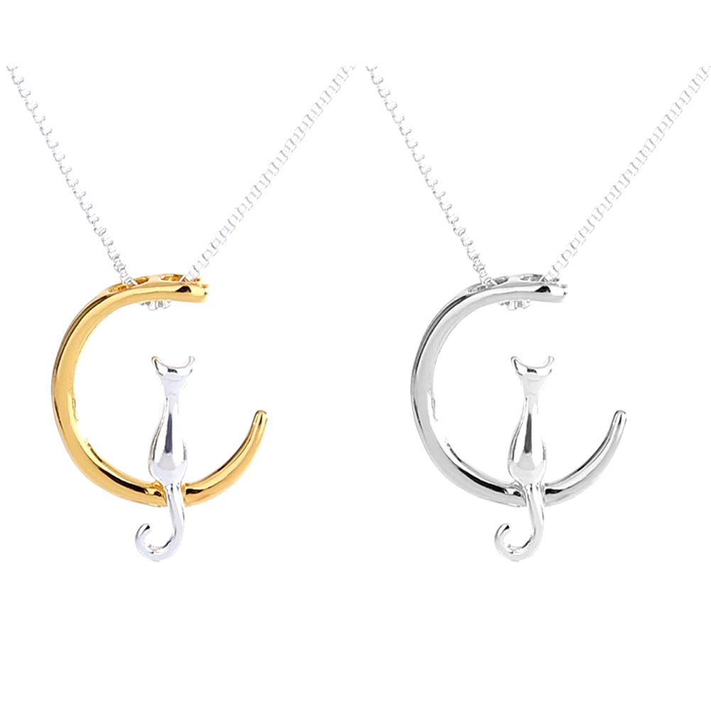 

Newest Magic Unique Beauty Gold Color Moon Lovely Cat Pendant Necklaces