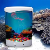 aquarium small ecological fish tank mini fighting fish tank 4 color lighting oxygen filter fish tank aquarium accessories dc5v