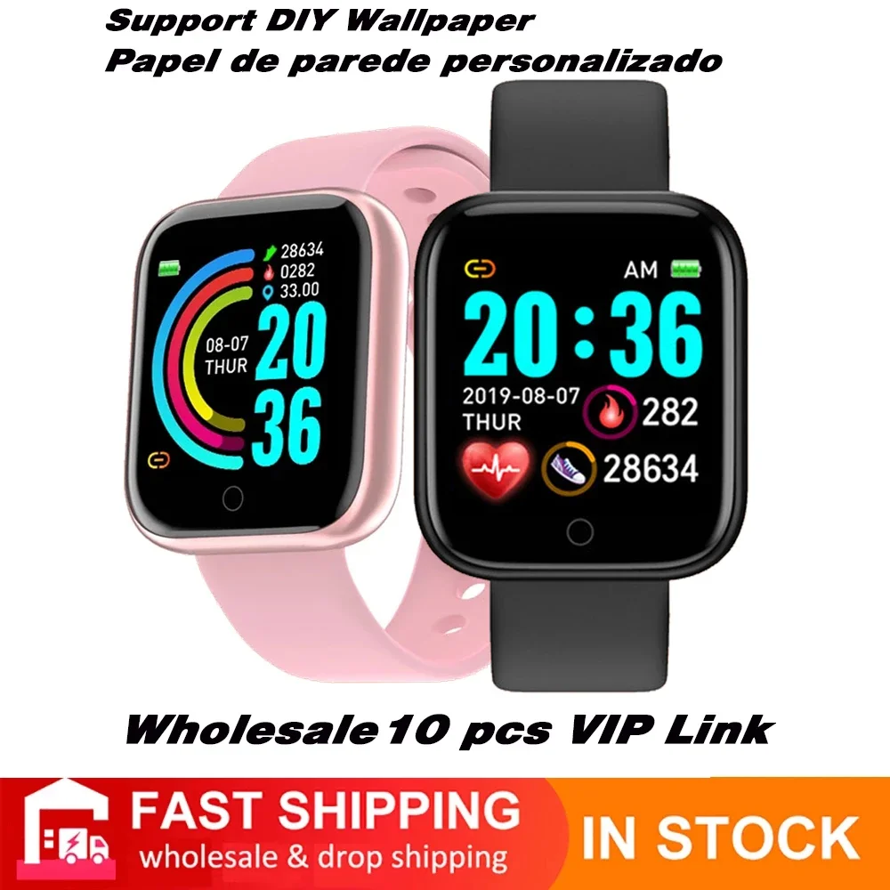 

Wholesale 10pc Update Y68 Smartwatch Women Men Sport Bluetooth D20 Smart Watch DIY Clock Faces Fitness Tracker Bracelet PK IWO13