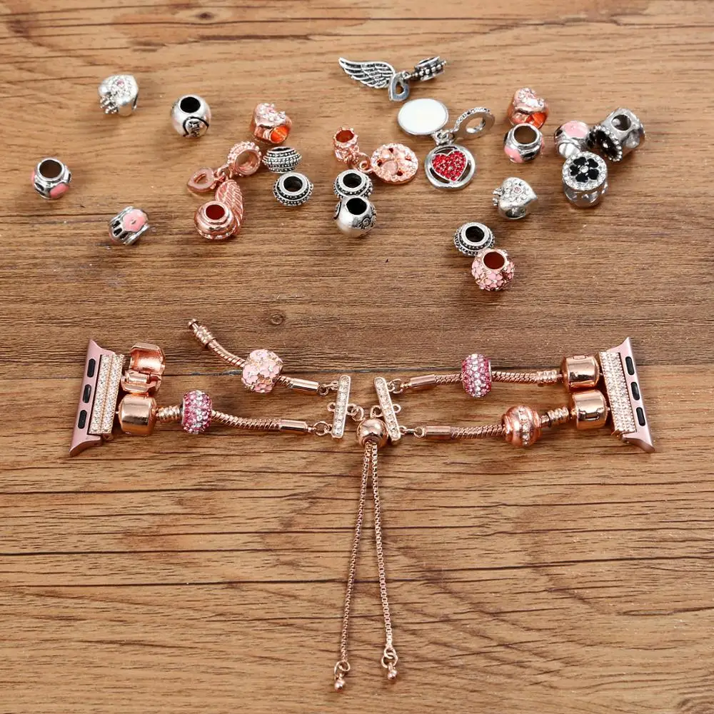 DIY Diamond Strap For Apple Watch UItra 8 7 45mm 41mm Metal Charm Bracelet Band For iWatch series 6 5 4 3 SE 44mm 42mm 40mm 42mm