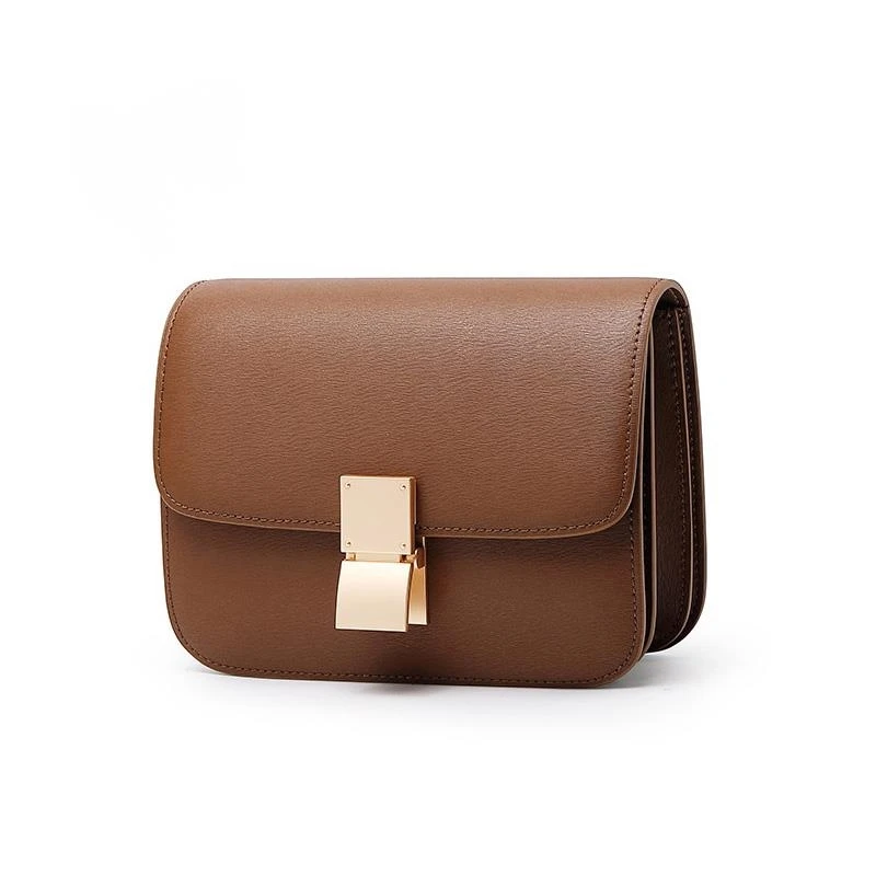 

Women's leather bag, retro tofu box, small square shoulder bag, leather bag