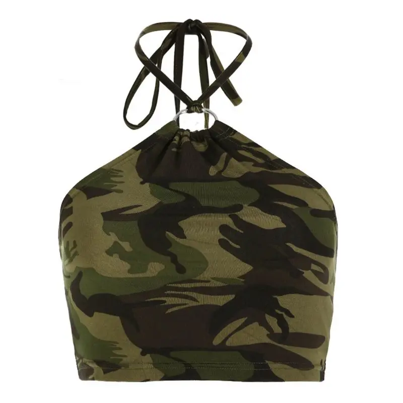 

Женский Камуфляжный топ на бретелях, с открытой спиной