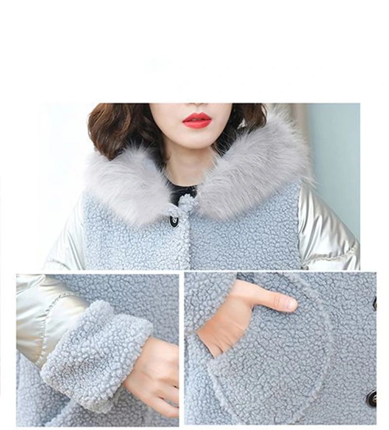 Faux Lamb Fur Coat Long Loose Thick Warm Winter Jacket Women 2023 Granule Sheep Cut Velvet Ladies Parkas Hooded Female Clothing