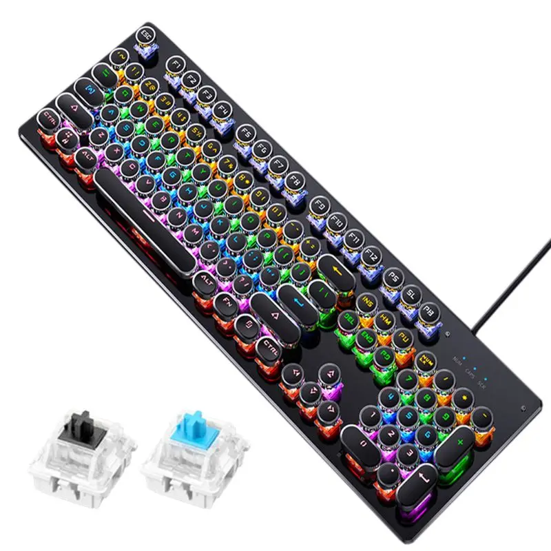 

Gaming Keyboard Retro Keycap Backlit Wired Mechanical Keyboard for PC Computer Desktop Laptop