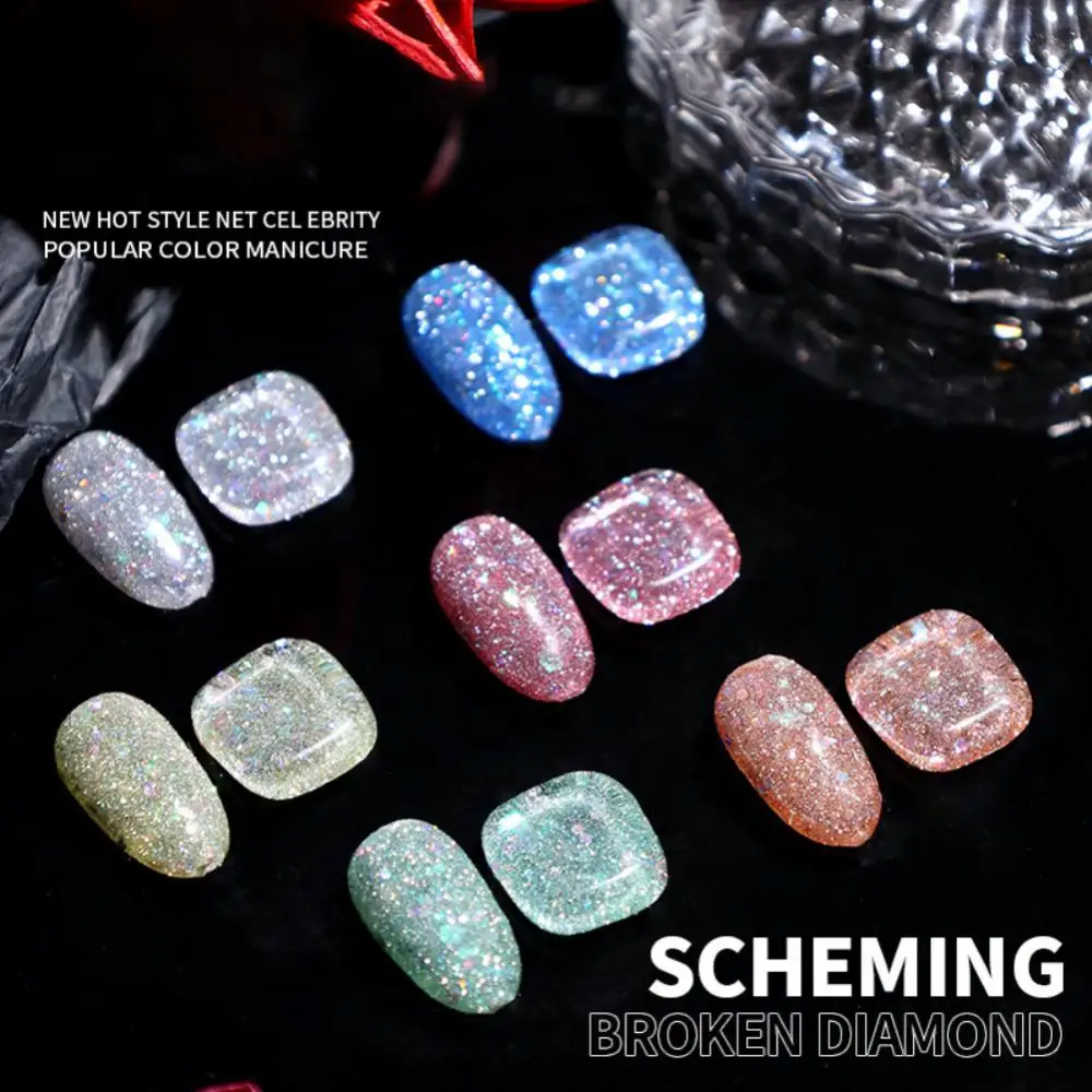

10ml Explosion Diamond Nail Polish Glue Nail Model Gel UV Glue Crystal Shimmer Fast-drying Lasting Nail Polish Nail Art DIY Nail