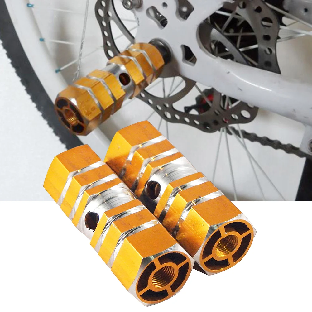 

2Pcs Bicycle Wheel Hexagonal Axle Pedal Aluminum Alloy Foot Stand Stunt Pegs 65mm Non-slip Stunt Pedals Cycling Accessories