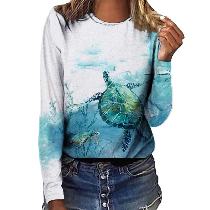 

Женская футболка с принтом черепаха бабочки, футболка с круглым вырезом, женская одежда, женские повседневные футболки, топы, весенние хлоп...