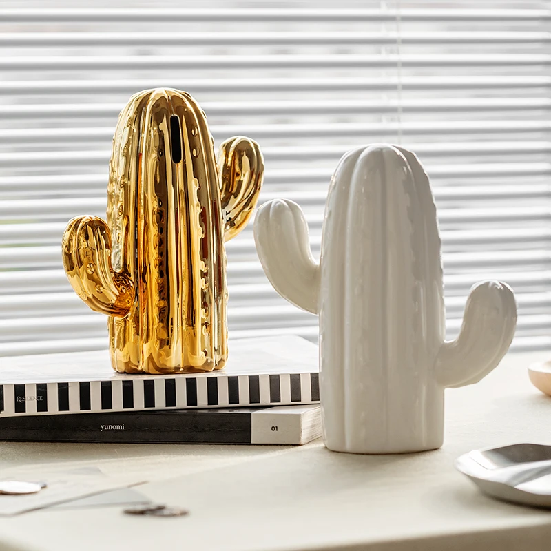 

Ceramic Cactus Coin Money Box Living Room Hidden Storage Cute Ornament Piggy Bank Adult Children Creative hucha Home Decoration