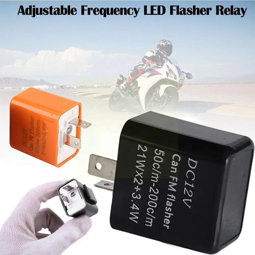 

2-контактное светодиодное реле поворота, 12 В, мотоциклетные фонарики, Регулируемая частота сигналов поворота, указатели поворота, реле для м...