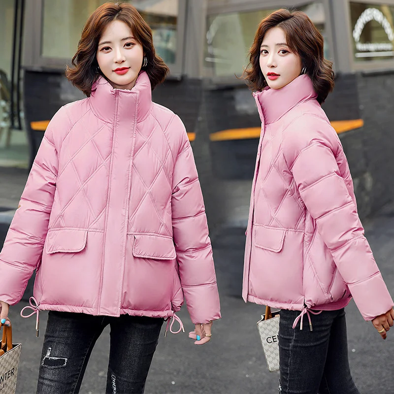 New Women's Winter Jacket Streetwear Stand Collar Cotton Padded Jacket Coat Warm Short Parkas Winter Coat Women Clothing