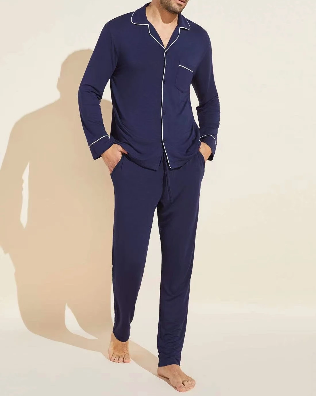 2022 Spring and Autumn Modal Homewear Set Men Pajamas Two-piece Set