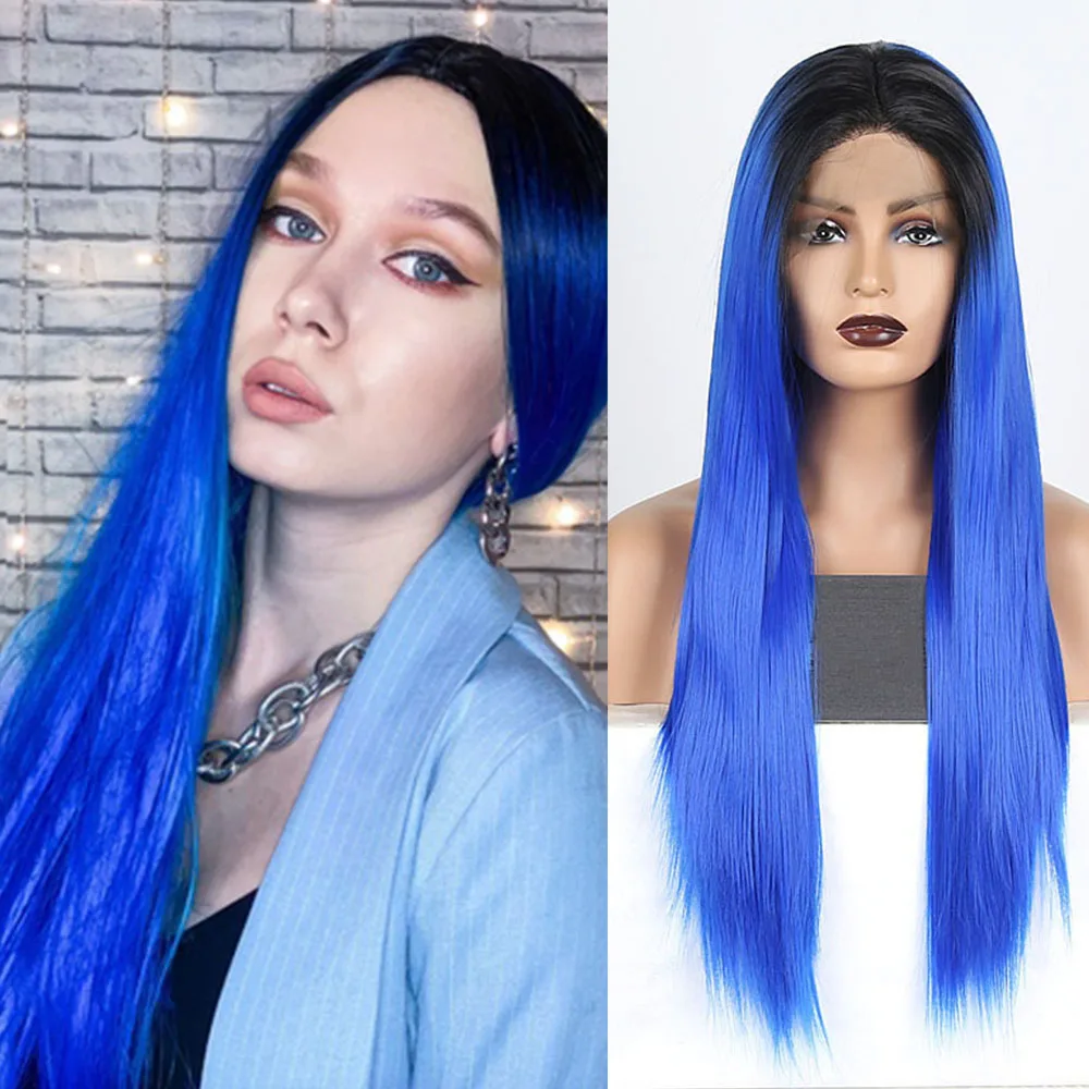 Synthetic Wig Middle Part Glueless Fiber Women Hair Cosplay Use Lace Front Wig