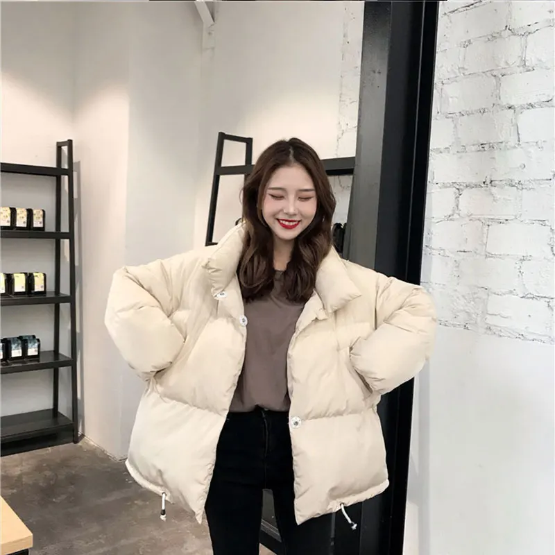 Winter Korean version of stand-up collar women thickened cotton clothing BF wind loose cotton clothing bread clothing students