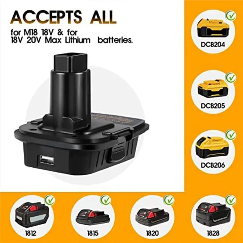 Фото (PQWN) Адаптер для аккумуляторов Dewalt 20V на 18V, обновленная версия DM18D, конвертер DCA1820 для Dewalt 18V/20V №1