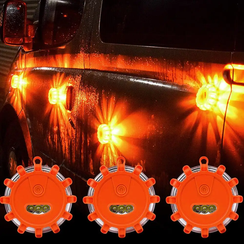 

3pcs Led Car Emergency Lights Waterproof Rotating Strobe Lamp 12+3 Led Traffic Warning Light Auto Supplies