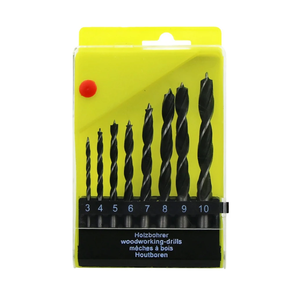 1set Drill Bits 3-10mm Carbon Steel For Woodworking Drilling Three Point Woodworking Drill Wood Drill Bits Kit Drilling