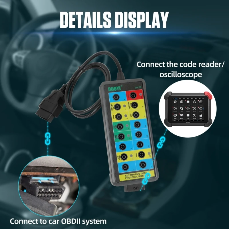 DUOYI DY29 Автоматический диагностический детектор OBD2 для обнаружения связи OBDII