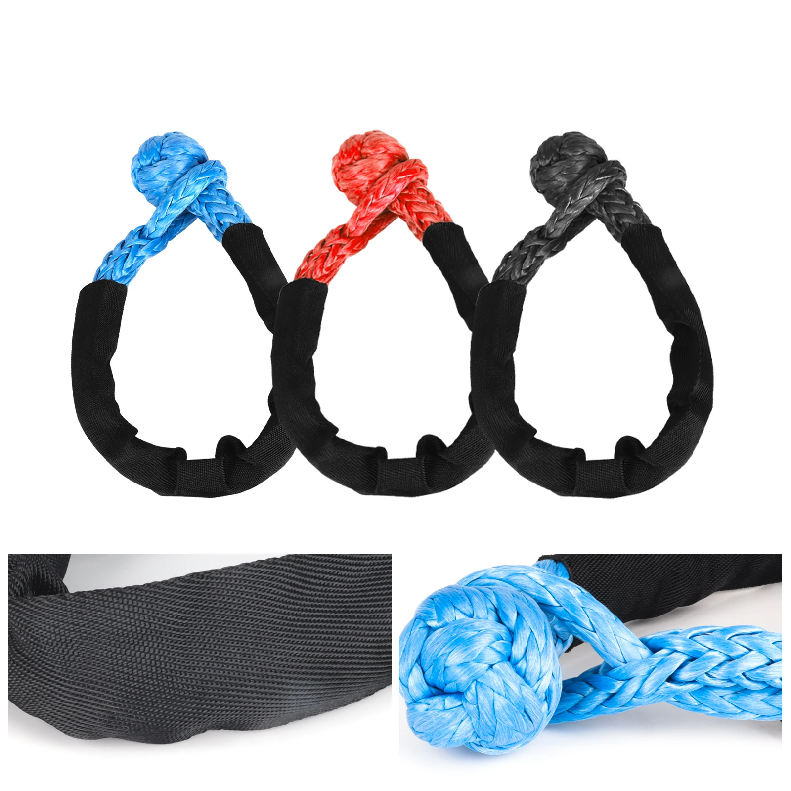 41000lbs Soft Shackle Synthetic Rope Heavy Duty Offroad 4X4 Tow Shackle Strap with Protective Sleeve for Jeep Truck SUV