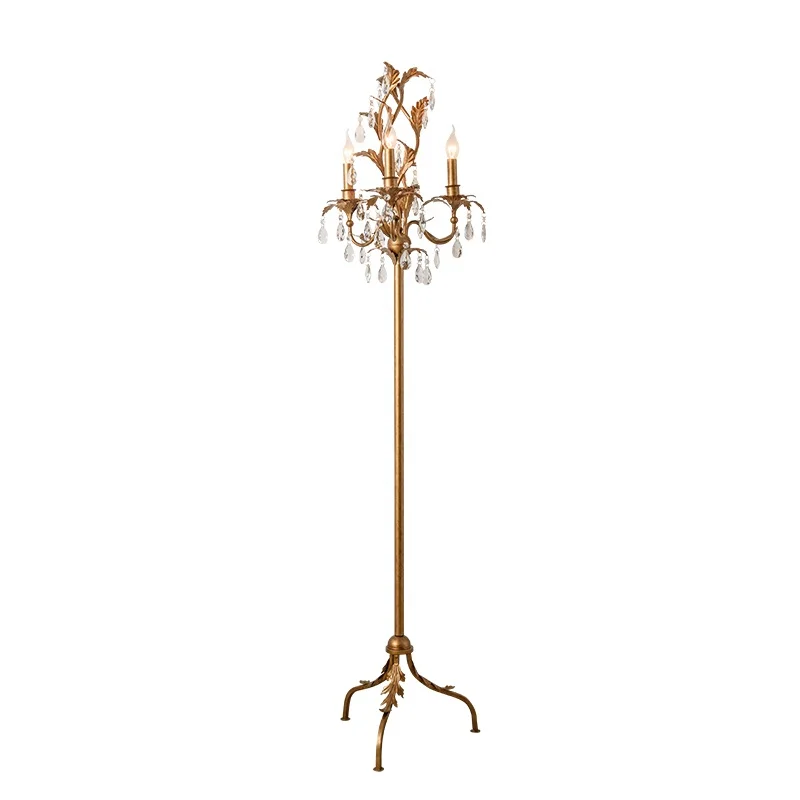 

new design antique gold triangle crystal floor lamp