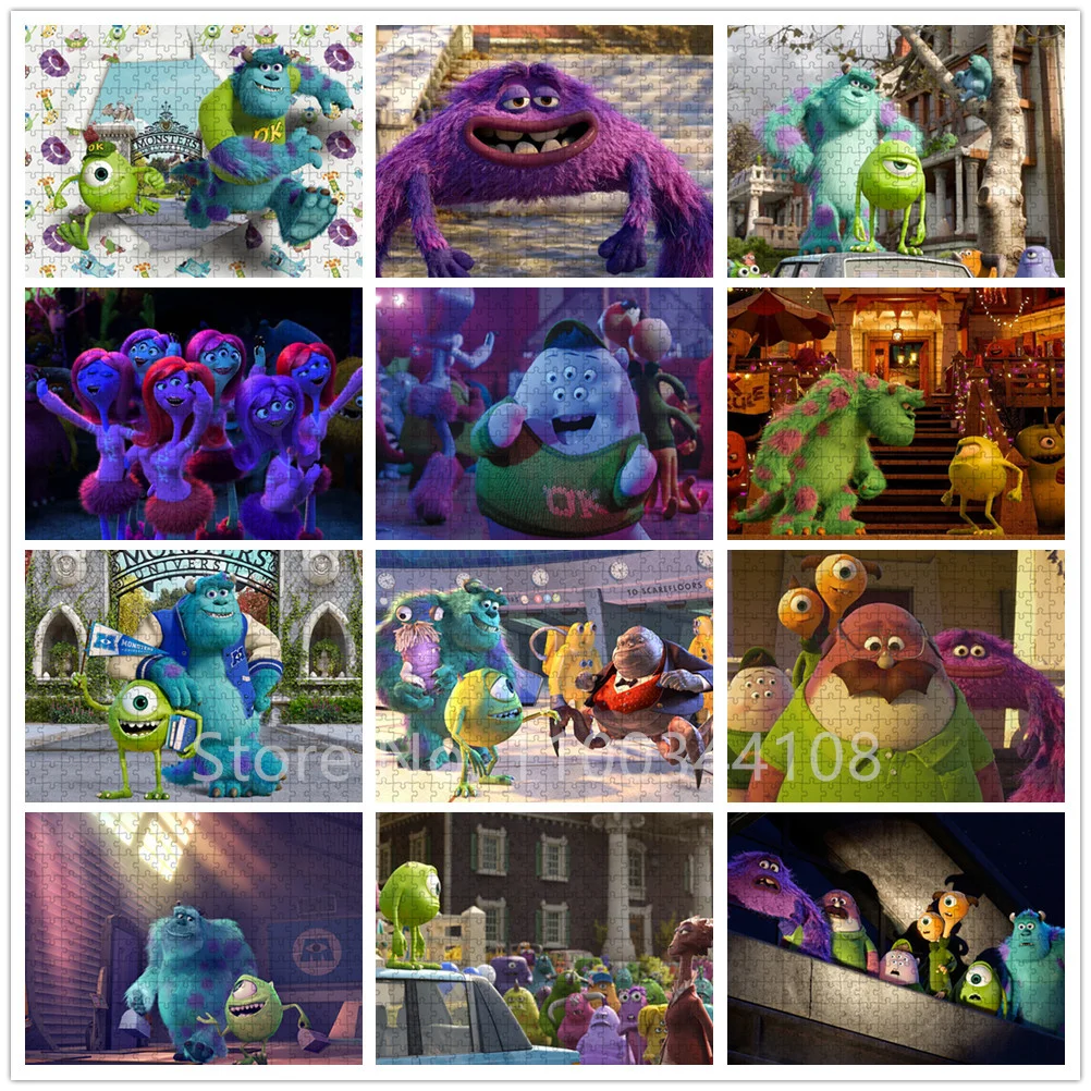 

300/500/1000 Pieces Puzzle Disney Monsters University Cartoon Jigsaw Puzzle for Adults Kids Educational Toys Interactive Game