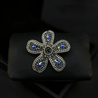 exquisite retro rhinestone flower brooch high end elegant corsage for women luxurious pin sweater coat accessories jewelry gifts