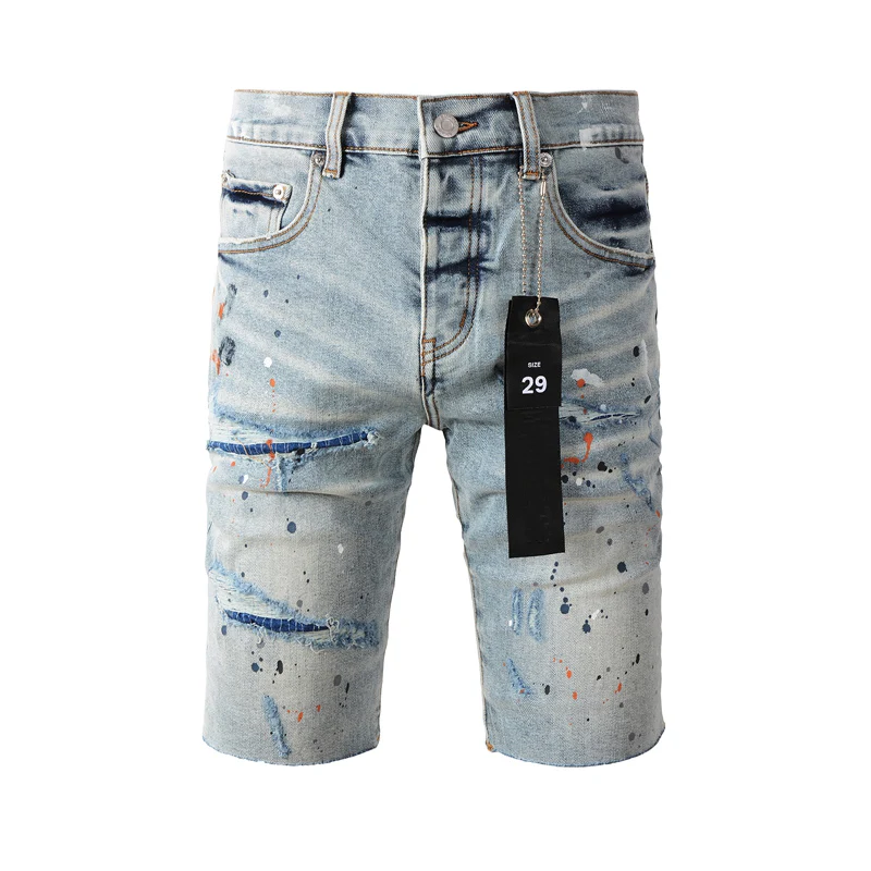 Женские летние Рваные джинсовые шорты в уличном стиле цвета индиго