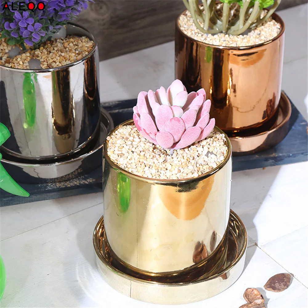 

Modern Gold Ceramic Storage Jar Tank Scandinavian Galvanised Style Miscellaneous Organiser Flower Vase Desk Storage Tin For Home