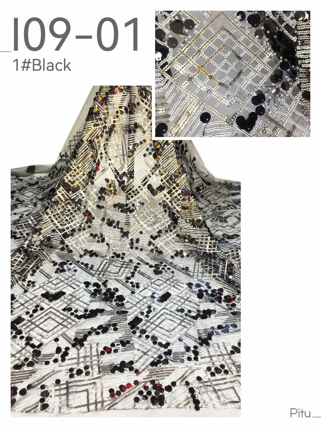 

Featuring a full sequins fashion handmade lace lace French floral embroidery lace African tulle lace party dress