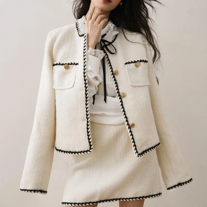 Женский бежевый комплект Xiaoxiangfeng новинка осень/зима 2023 современный дизайн