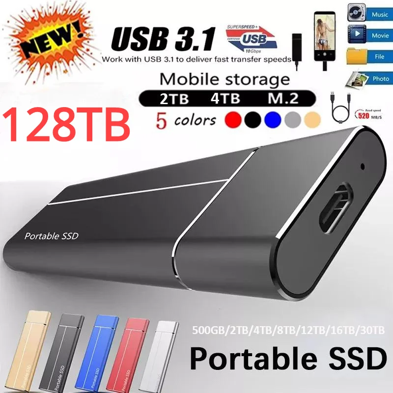 

Original Mini Portable SSD Type-C/USB3.1 External Mobile Solid State Drive High Speed 4TB 8TB 16TB Hard Drive Laptop Hard Drive