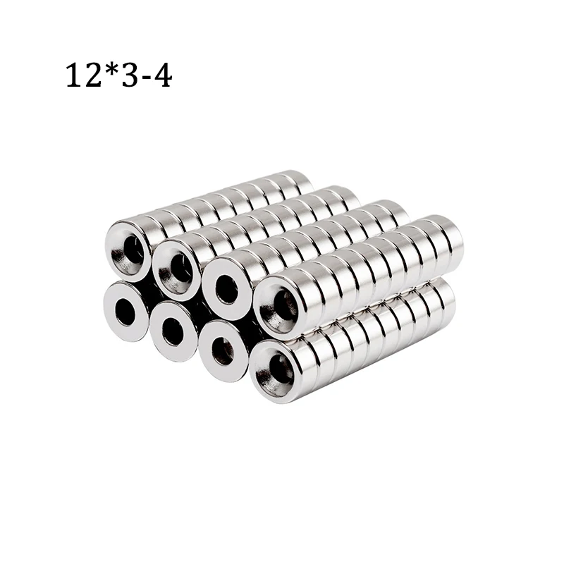 

10/20/30/40/50 Pcs 12x3-4 Round NdFeB Neodymium Magnet 12mm x 3mm Hole 4mm N35 Super Strong Small imanes Permanent Magnetic Disc