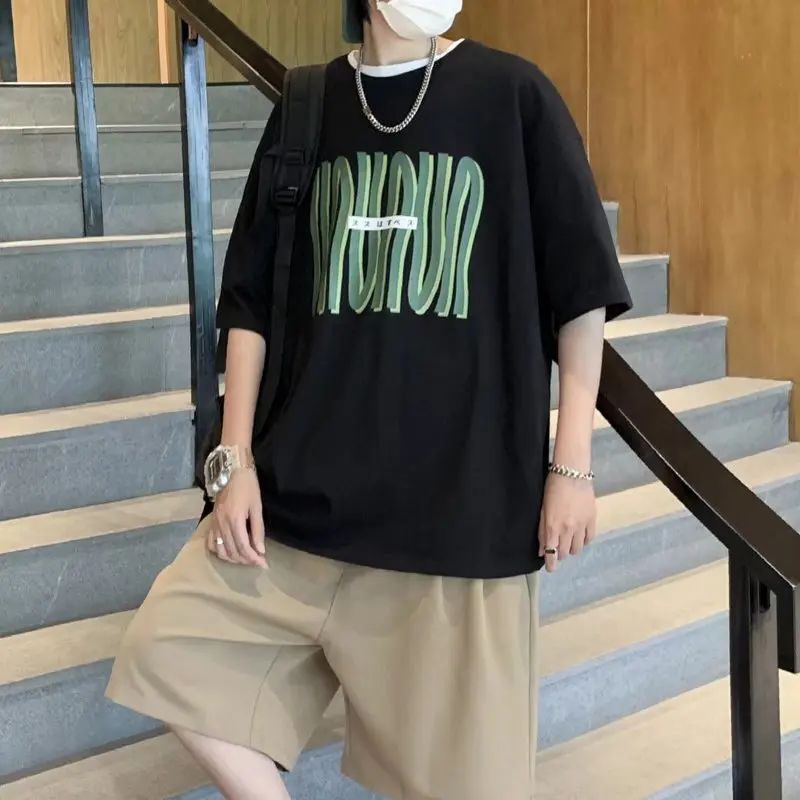

Short-sleeved Men's T-shirt 2022 Summer Tide Brand Short-sleeved T-shirt Men's New Cartoon Printing Cotton Loose Casual Top