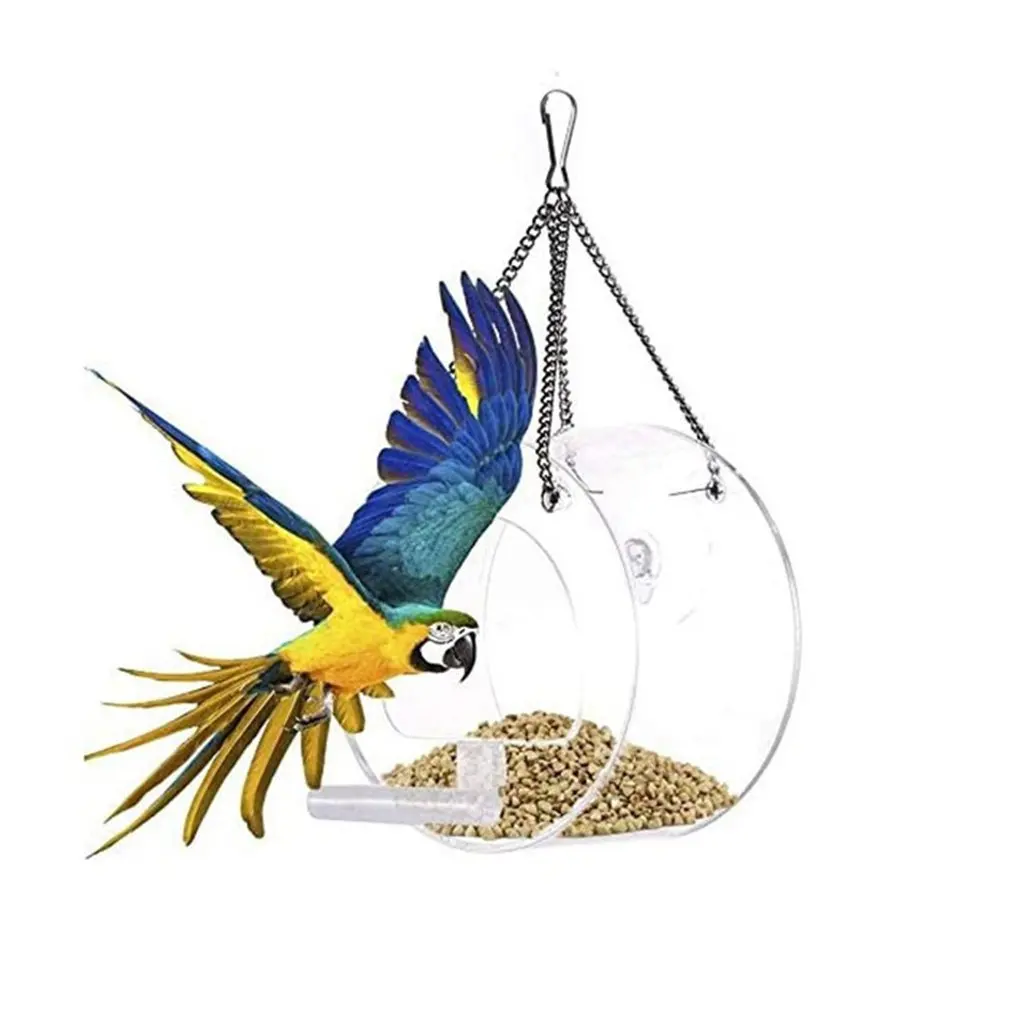 

Bird Feeder Acrylic Transparent Window Viewing Bird Feeders Tray Birdhouse Travel Portable Hanging Outdoor and Indoor Feeder