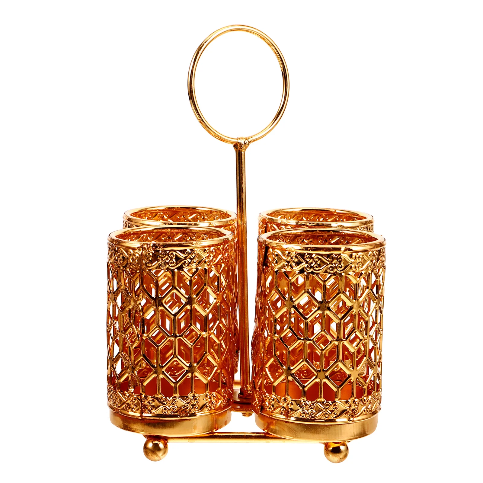 Позолоченный светильник роскошный позолоченный железный полый вращающийся