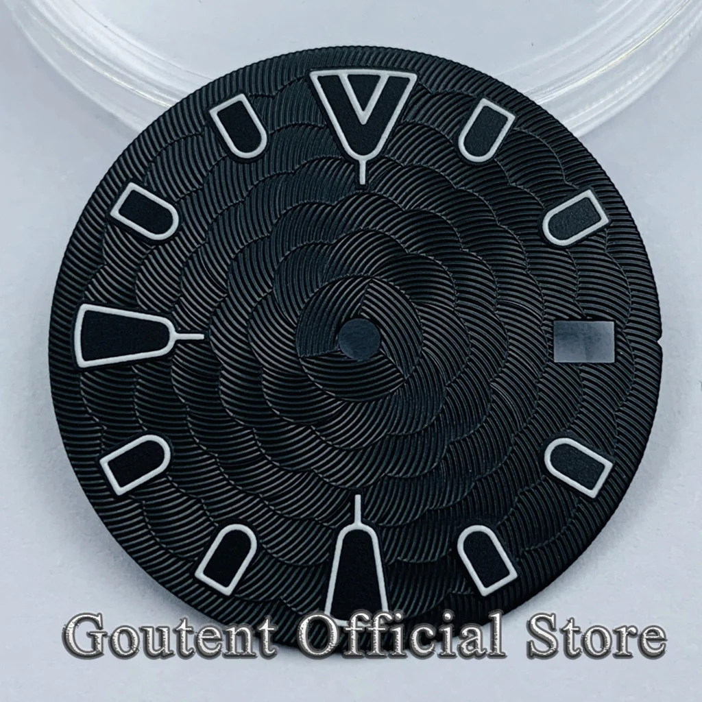 Циферблат Часов Goutent 28 5 Мм С Черным Циферблатом И Зелеными Люминесцентными